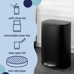 Connor Rectangular Trash Can with Soft-Close Lid and FREE Mini Trash Can Set
