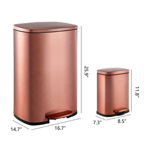 Connor Rectangular Trash Can with Soft-Close Lid and FREE Mini Trash Can Set