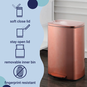 Connor Rectangular Trash Can with Soft-Close Lid and FREE Mini Trash Can Set