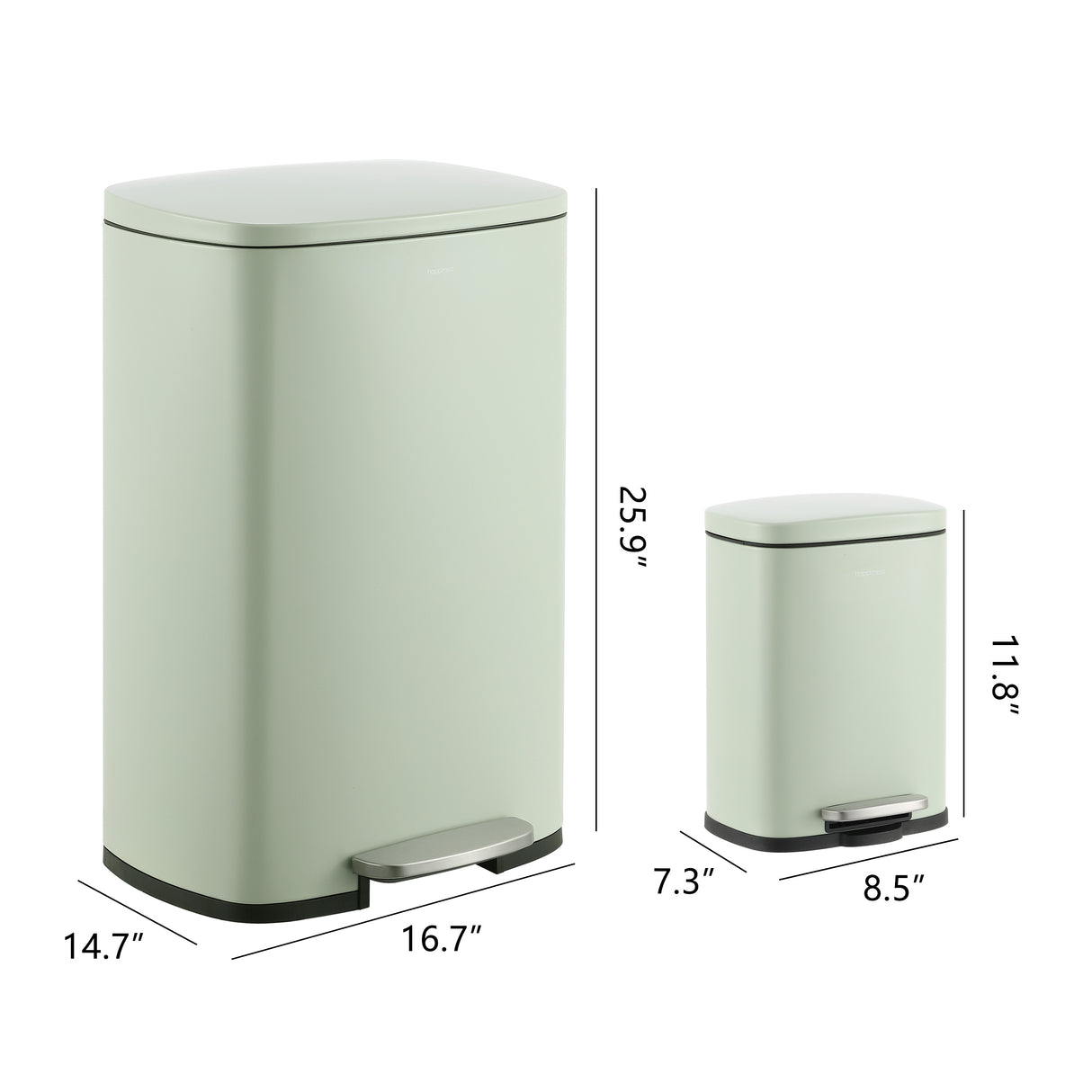 Connor Rectangular Trash Can with Soft-Close Lid and FREE Mini Trash Can