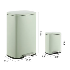 Connor Rectangular Trash Can with Soft-Close Lid and FREE Mini Trash Can