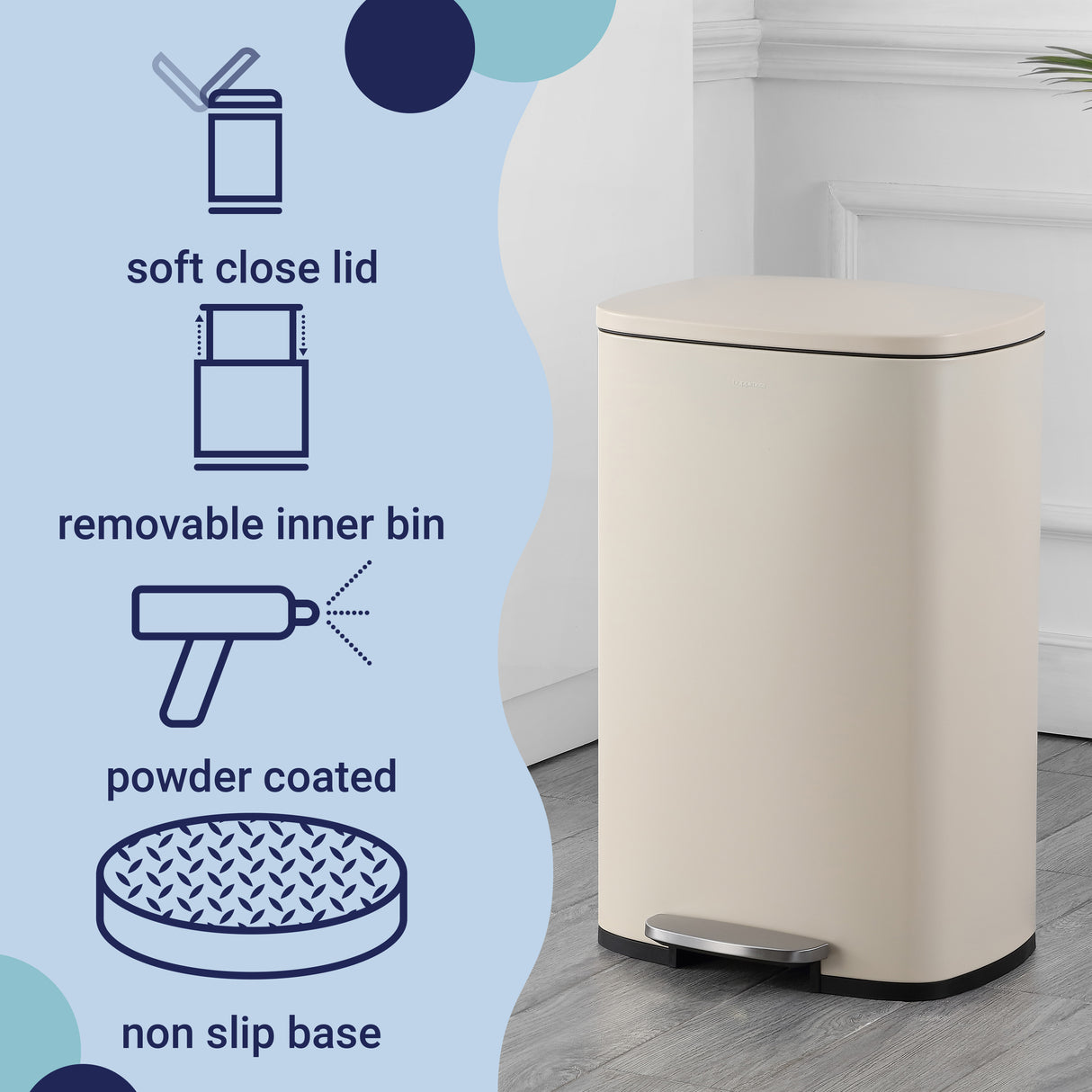 Connor Rectangular Trash Can with Soft-Close Lid and FREE Mini Trash Can