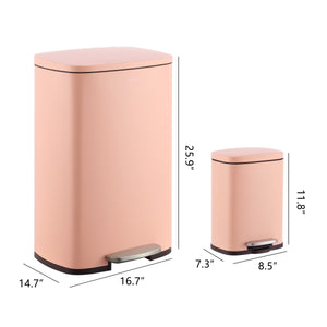 Connor Rectangular Trash Can with Soft-Close Lid and FREE Mini Trash Can