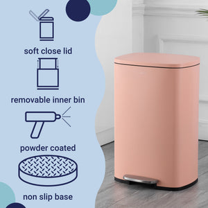 Connor Rectangular Trash Can with Soft-Close Lid and FREE Mini Trash Can