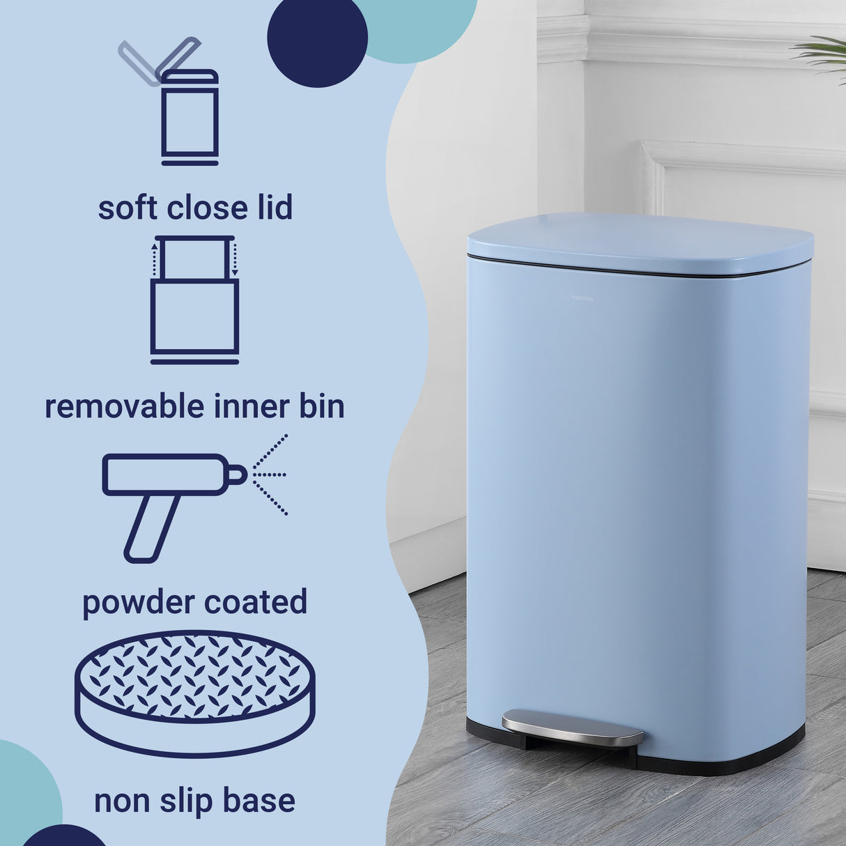 Connor Rectangular Trash Can with Soft-Close Lid and FREE Mini Trash Can