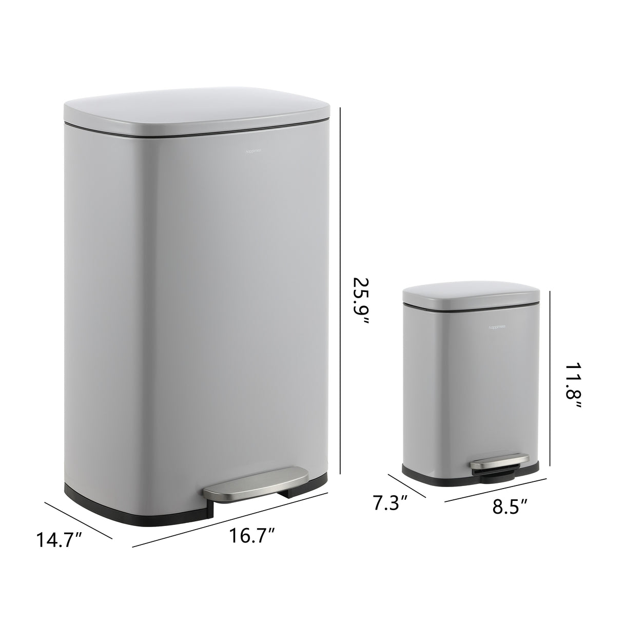 Connor Rectangular Trash Can with Soft-Close Lid and FREE Mini Trash Can