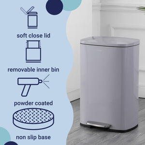 Connor Rectangular Trash Can with Soft-Close Lid and FREE Mini Trash Can