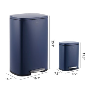 Connor Rectangular Trash Can with Soft-Close Lid and FREE Mini Trash Can