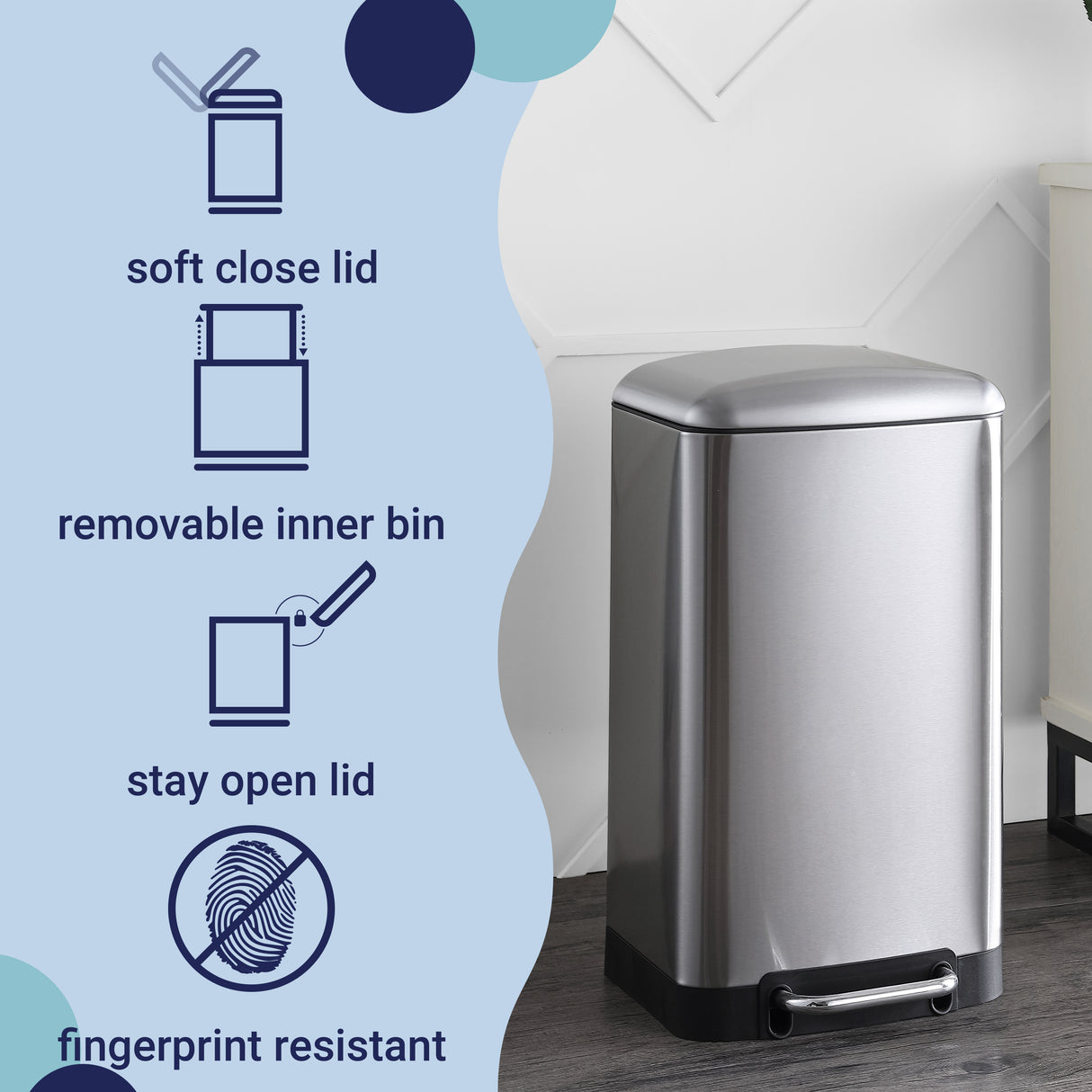 Ashley Rectangular Trash Can with Soft-Close Lid with FREE Mini Trash Can