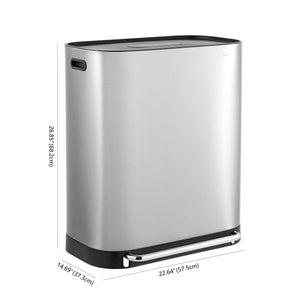 Beni Kitchen Trash/Recycling Double-Bucket Step Trash Can with Odor Filter and Lid Support