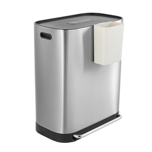 Beni Kitchen Trash/Recycling Double-Bucket Step Trash Can with Odor Filter and Lid Support