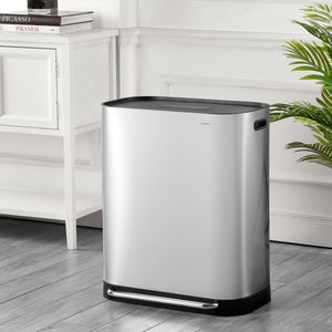 Beni Kitchen Trash/Recycling Double-Bucket Step Trash Can with Odor Filter and Lid Support