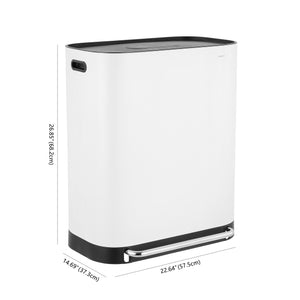 Beni Kitchen Trash/Recycling Double-Bucket Step Trash Can with Odor Filter and Lid Support