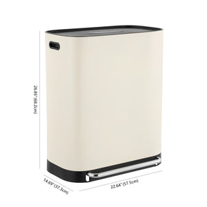 Beni Kitchen Trash/Recycling Double-Bucket Step Trash Can with Odor Filter and Lid Support