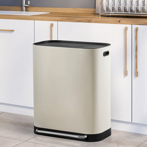 Beni Kitchen Trash/Recycling Double-Bucket Step Trash Can with Odor Filter and Lid Support