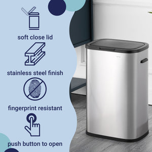 Tammi Kitchen Slim Metal Push Button Trash Can