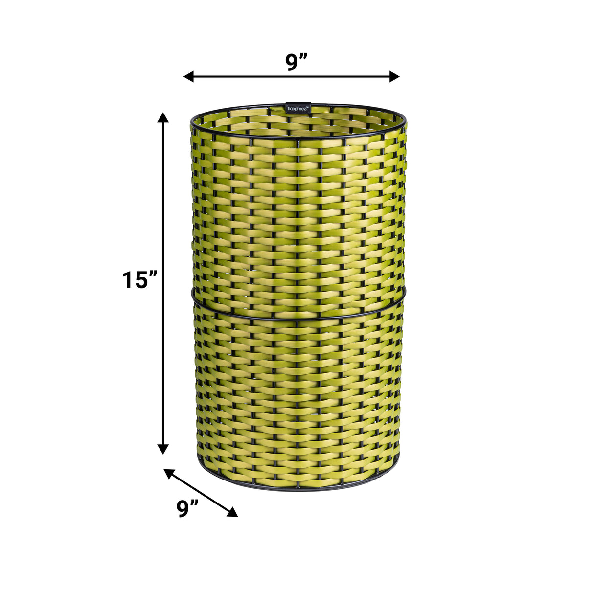 Cecil Modern Faux Wicker Cylinder Waste Basket