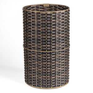 Cecil Modern Faux Wicker Cylinder Waste Basket