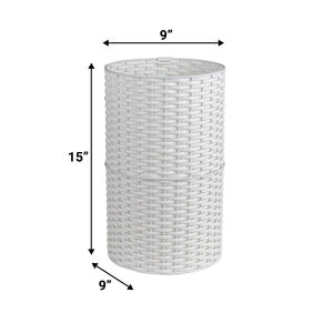 Cecil Modern Faux Wicker Cylinder Waste Basket