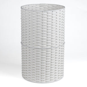 Cecil Modern Faux Wicker Cylinder Waste Basket