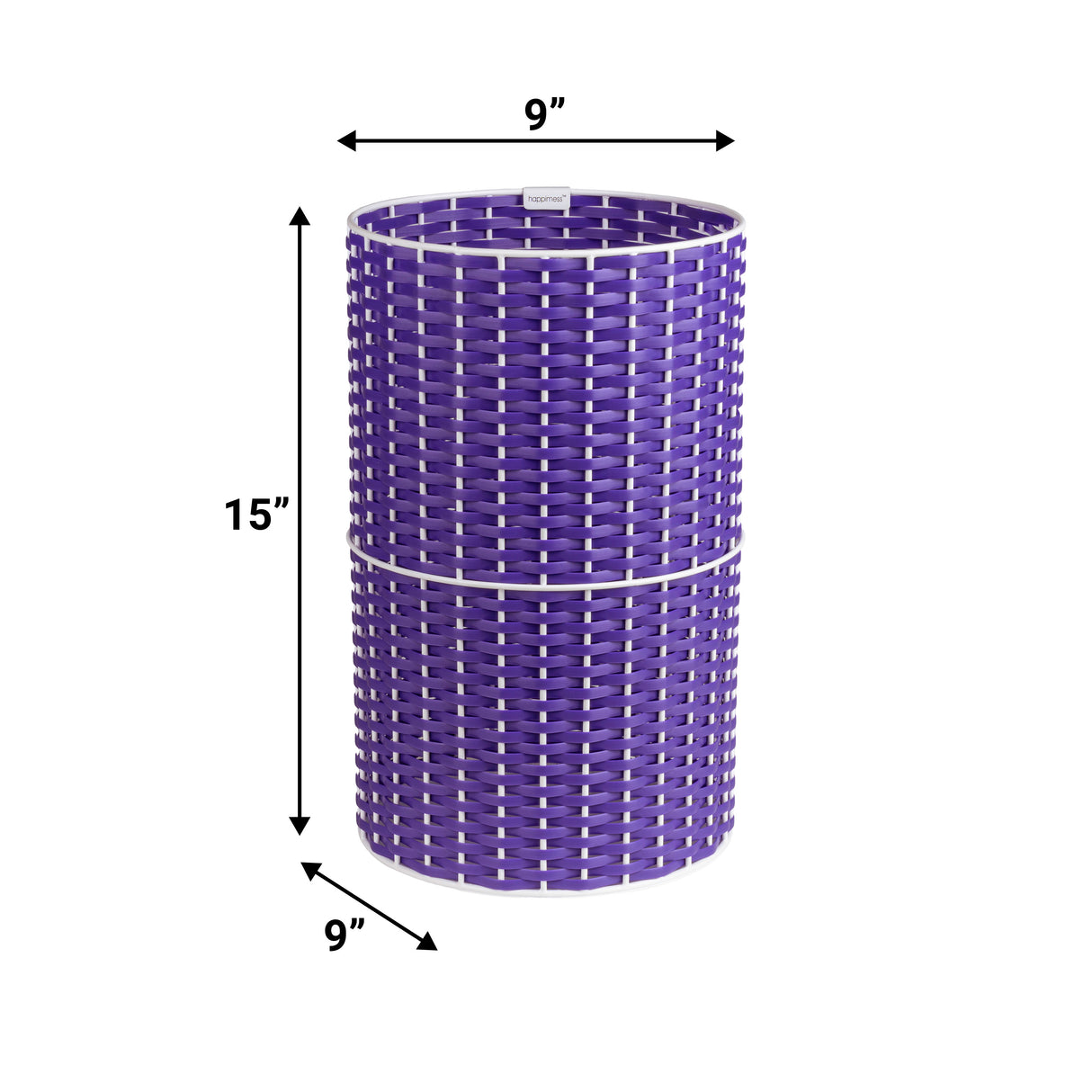 Cecil Modern Faux Wicker Cylinder Waste Basket