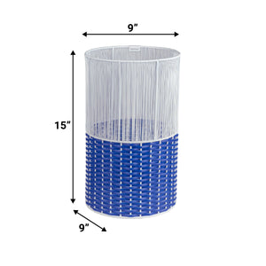 Harper Modern 2-Tone Faux Wicker Cylinder Outdoor Trash Can