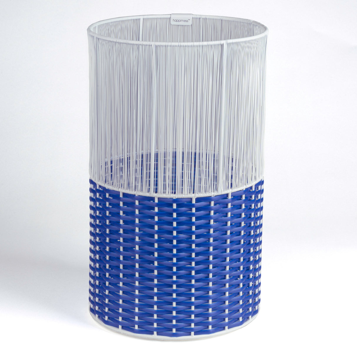 Harper Modern 2-Tone Faux Wicker Cylinder Outdoor Trash Can