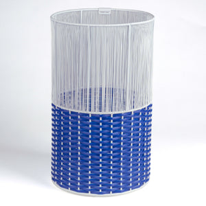 Harper Modern 2-Tone Faux Wicker Cylinder Outdoor Trash Can