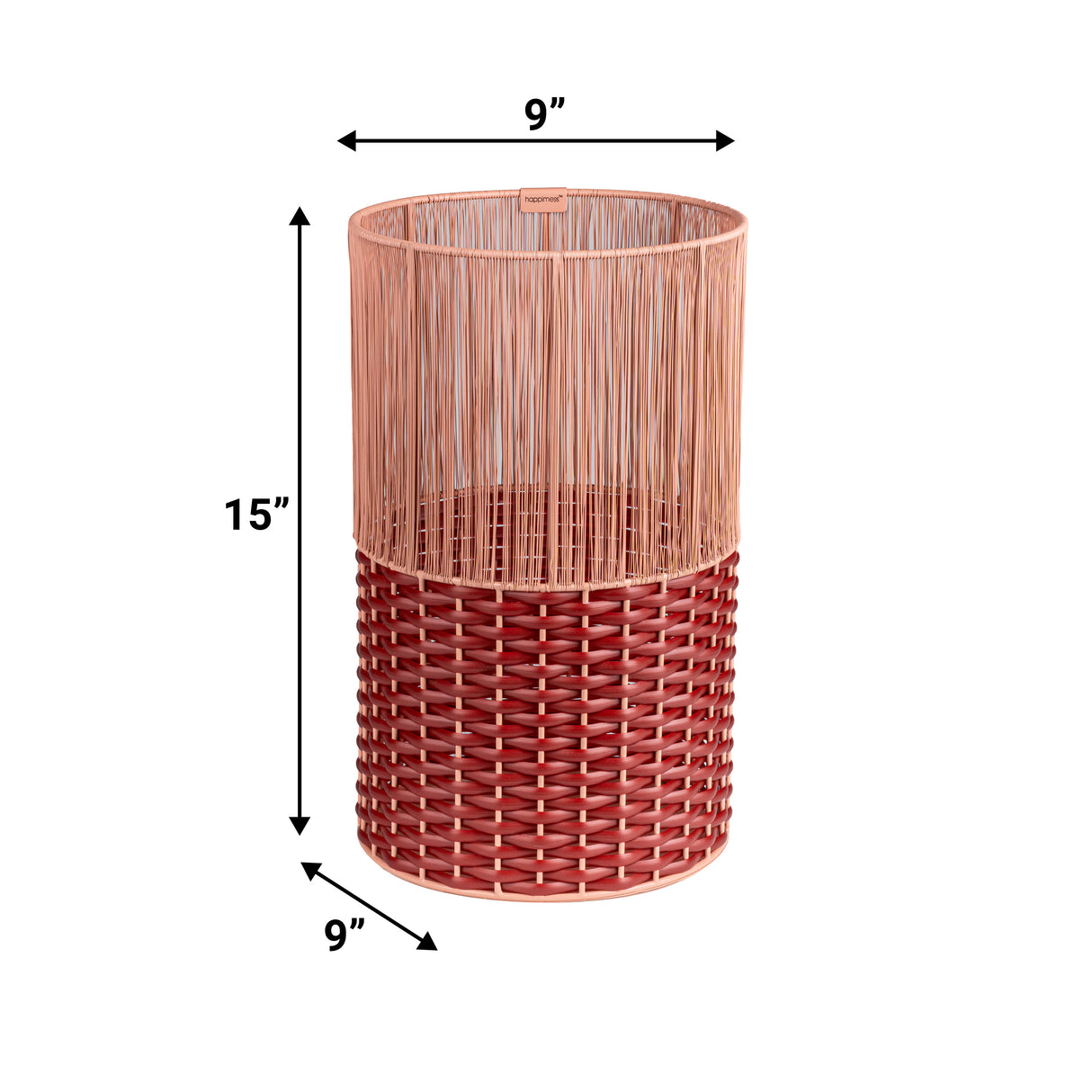 Harper Modern 2-Tone Faux Wicker Cylinder Outdoor Trash Can