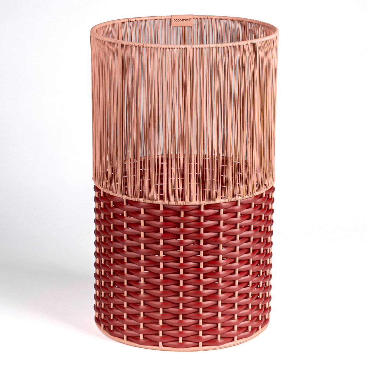 Harper Modern 2-Tone Faux Wicker Cylinder Outdoor Trash Can