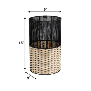 Harper Modern 2-Tone Faux Wicker Cylinder Outdoor Trash Can