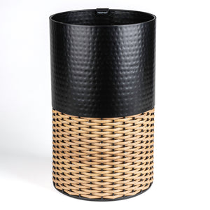 Asher Modern 2-Tone Faux Wicker/Metal Cylinder Waste Basket