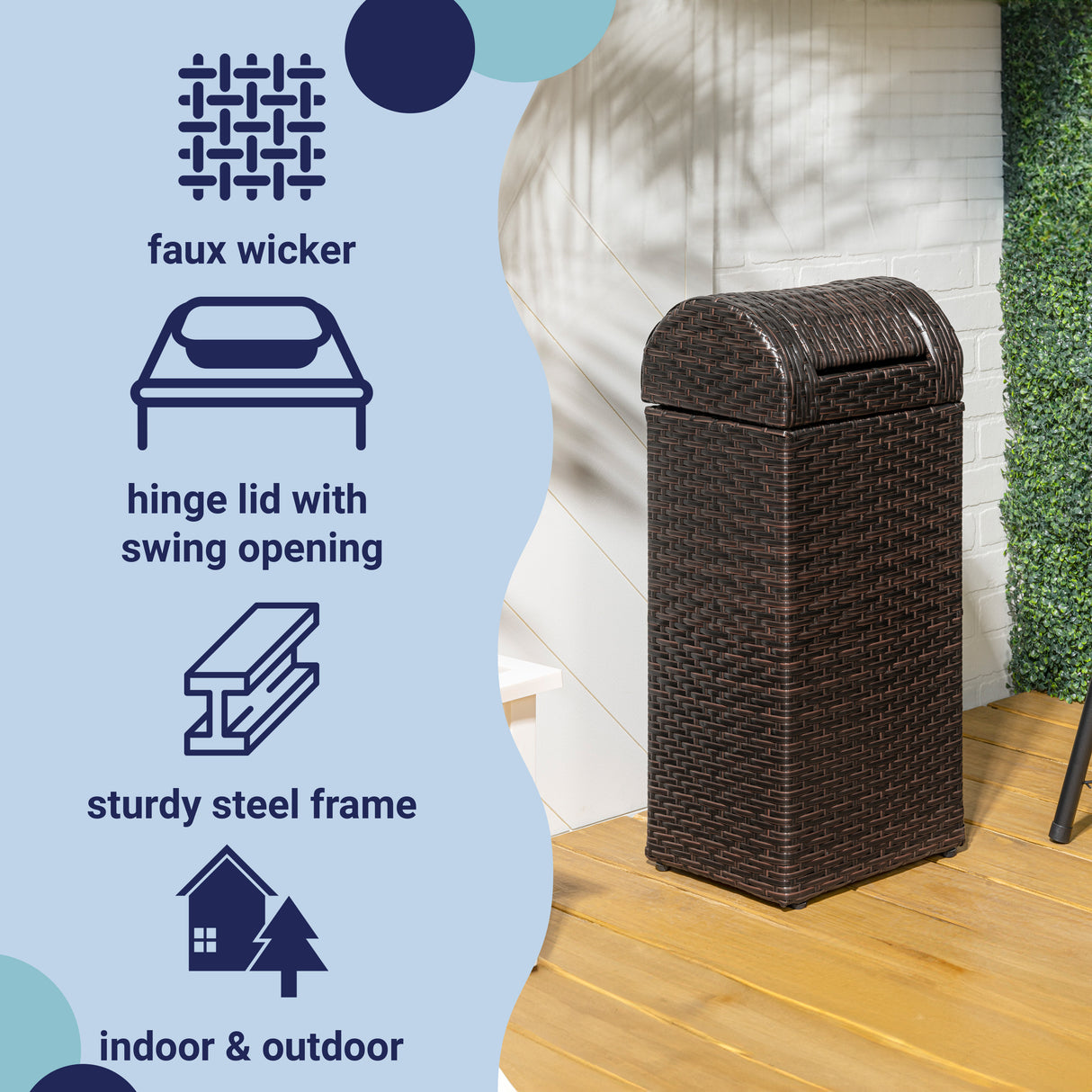 Darla all-weather wicker/metal swing top hideaway outdoor trash can