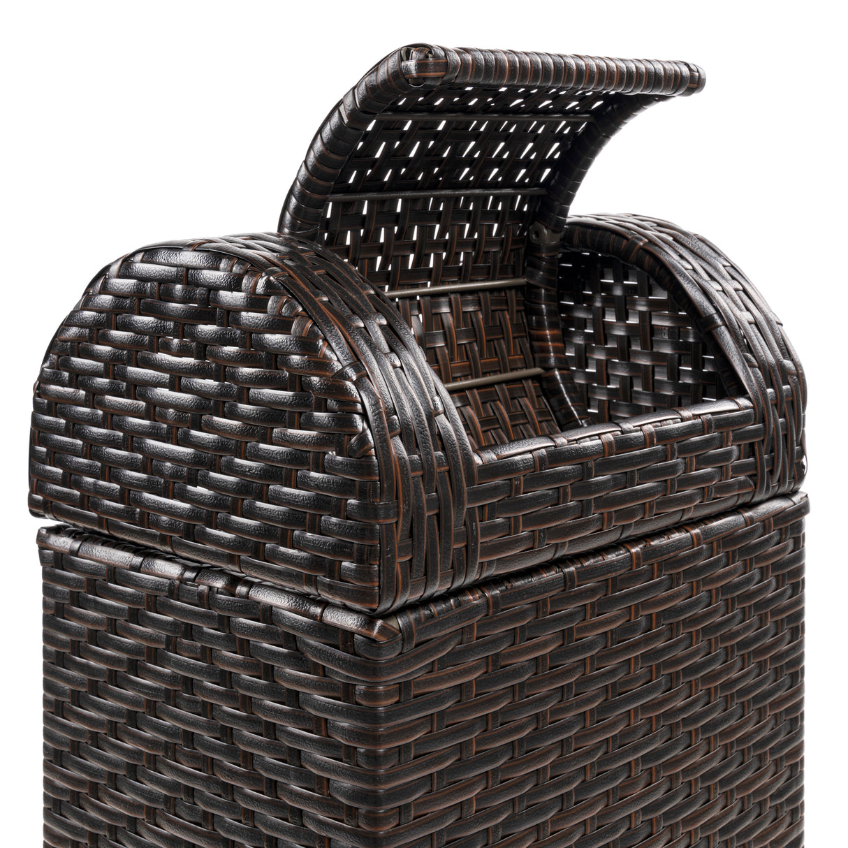 Darla all-weather wicker/metal swing top hideaway outdoor trash can