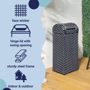 Darla all-weather wicker/metal swing top hideaway outdoor trash can