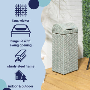 Darla all-weather wicker/metal swing top hideaway outdoor trash can