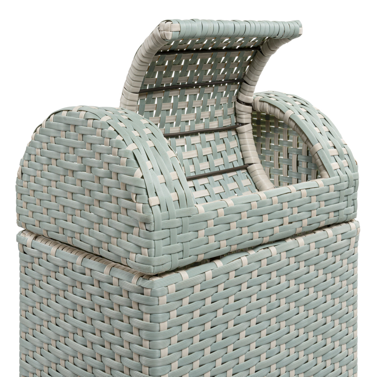 Darla all-weather wicker/metal swing top hideaway outdoor trash can