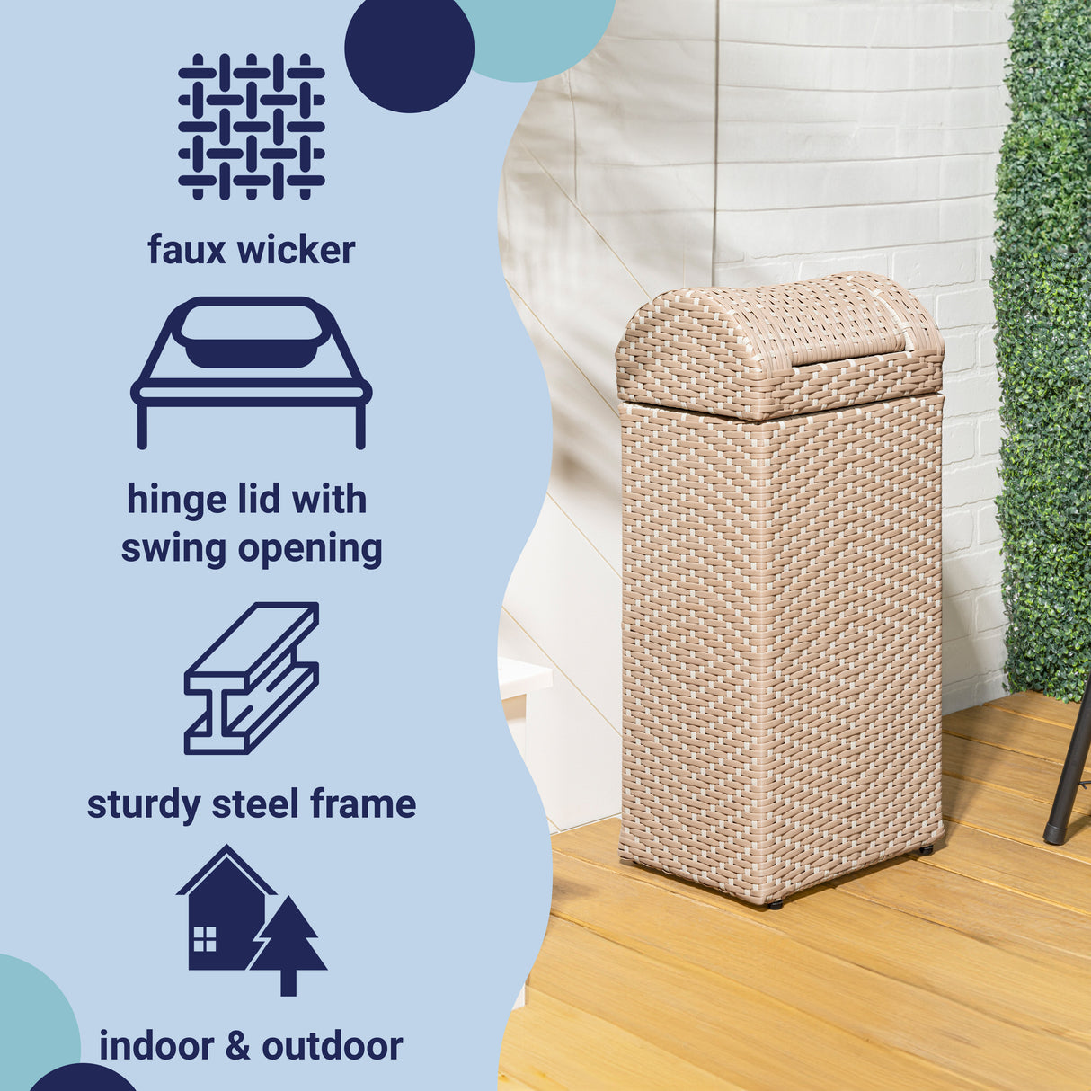 Darla all-weather wicker/metal swing top hideaway outdoor trash can