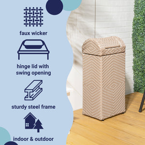 Darla all-weather wicker/metal swing top hideaway outdoor trash can