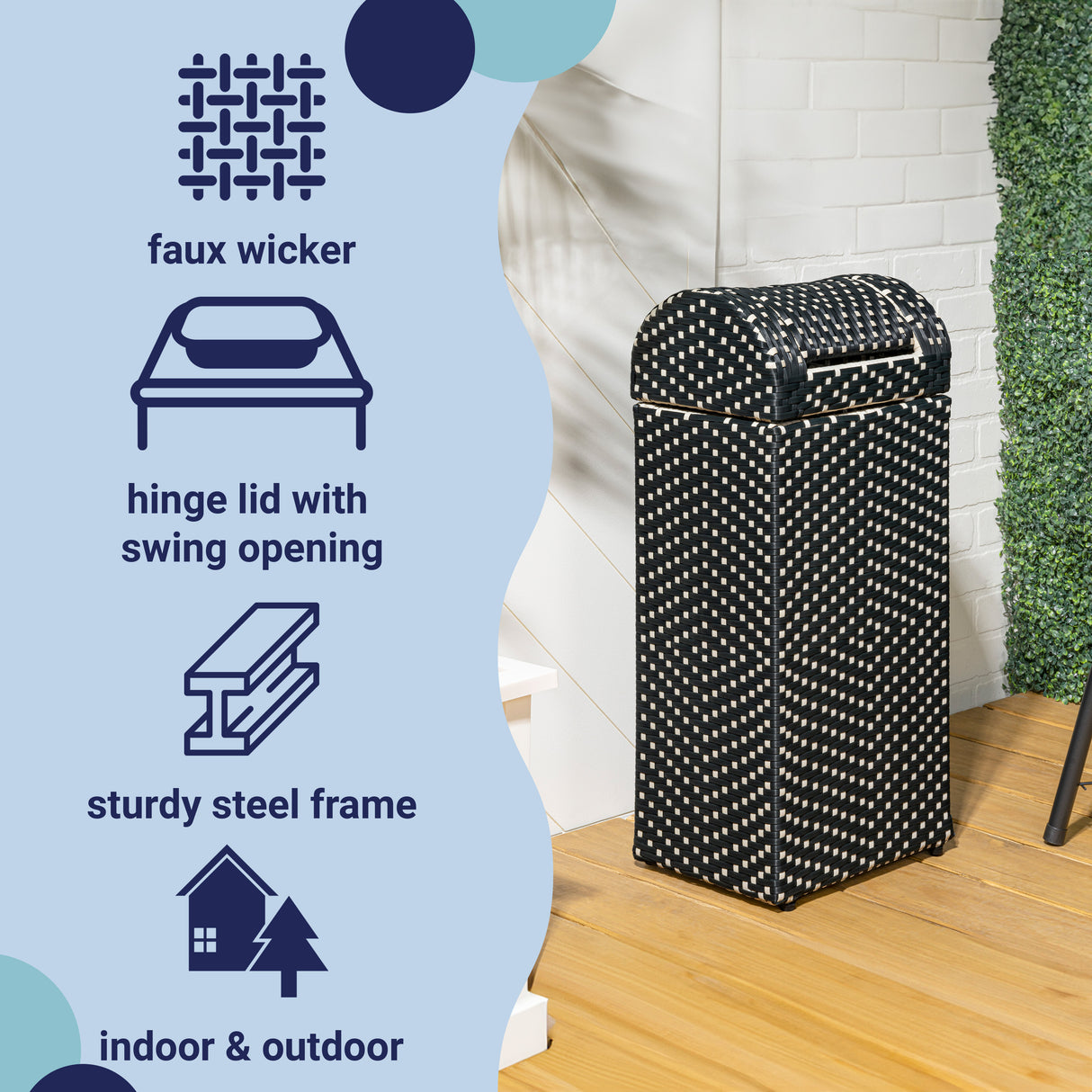 Darla all-weather wicker/metal swing top hideaway outdoor trash can