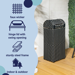 Darla all-weather wicker/metal swing top hideaway outdoor trash can