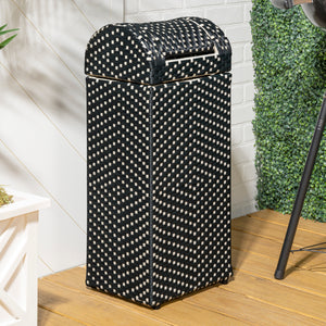 Darla all-weather wicker/metal swing top hideaway outdoor trash can
