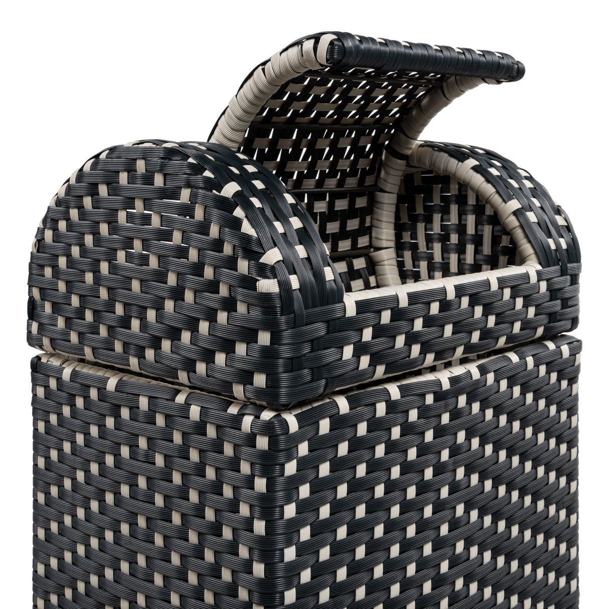Darla all-weather wicker/metal swing top hideaway outdoor trash can