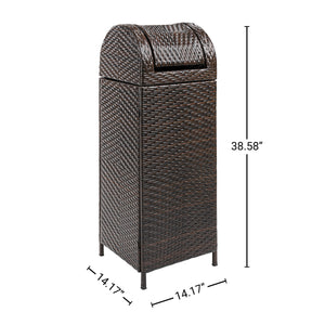 Ellison all-weather wicker/metal swing top hideaway outdoor trash can