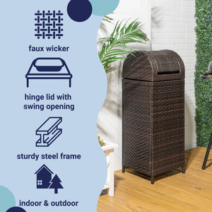 Ellison all-weather wicker/metal swing top hideaway outdoor trash can