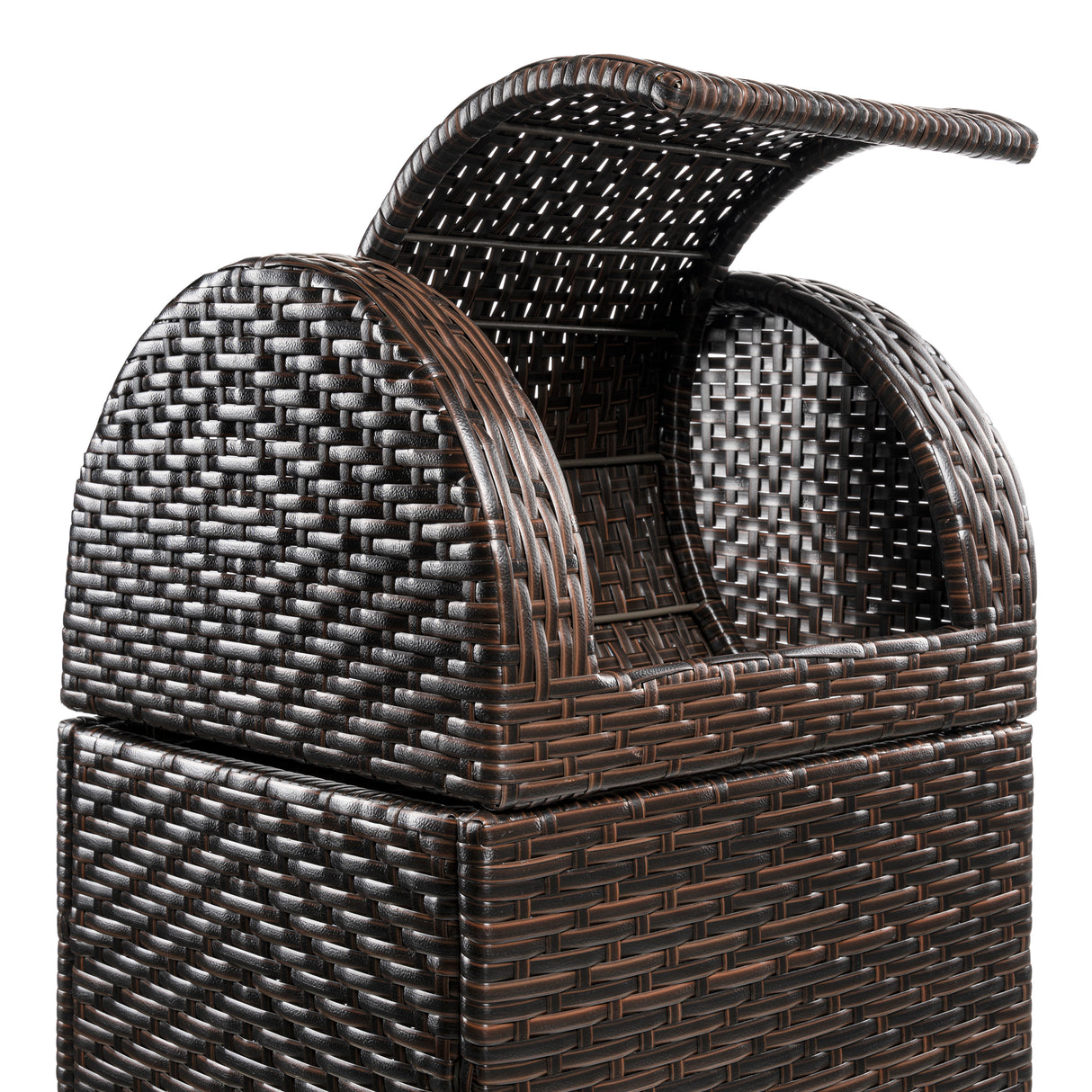 Ellison all-weather wicker/metal swing top hideaway outdoor trash can