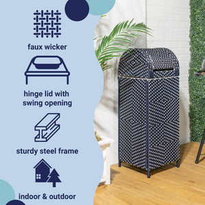 Ellison all-weather wicker/metal swing top hideaway outdoor trash can