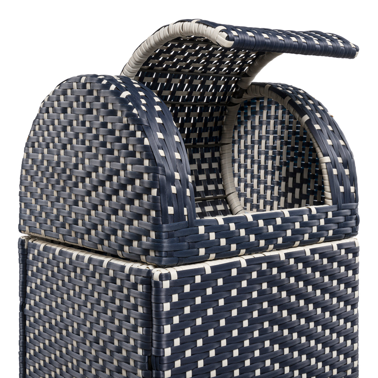 Ellison all-weather wicker/metal swing top hideaway outdoor trash can