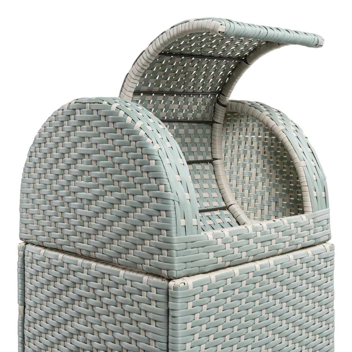 Ellison all-weather wicker/metal swing top hideaway outdoor trash can