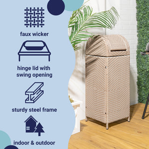 Ellison all-weather wicker/metal swing top hideaway outdoor trash can